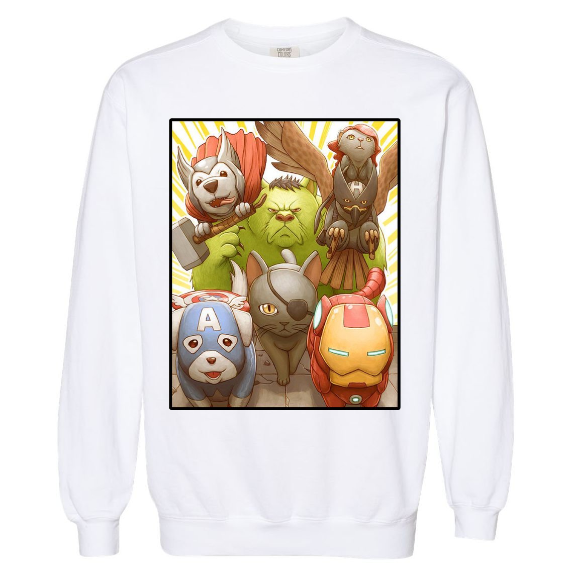Meow Superhero Cats Comic Movie Spoof Garment-Dyed Sweatshirt