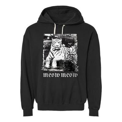 Meow Tiger Glitch Garment-Dyed Fleece Hoodie