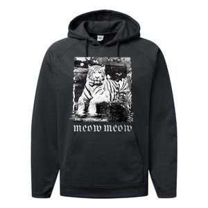 Meow Tiger Glitch Performance Fleece Hoodie