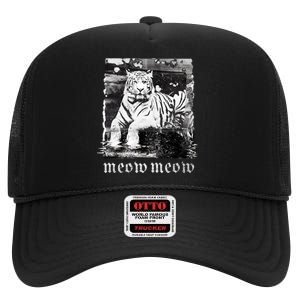 Meow Tiger Glitch High Crown Mesh Back Trucker Hat