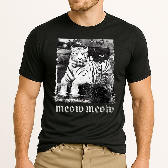 Meow Tiger Glitch Cooling Performance Crew T-Shirt