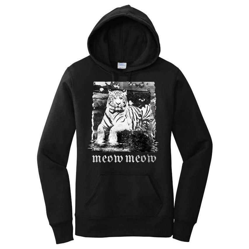 Meow Tiger Glitch Women's Pullover Hoodie