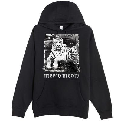 Meow Tiger Glitch Premium Pullover Hoodie