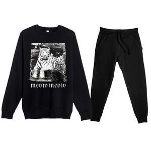 Meow Tiger Glitch Premium Crewneck Sweatsuit Set