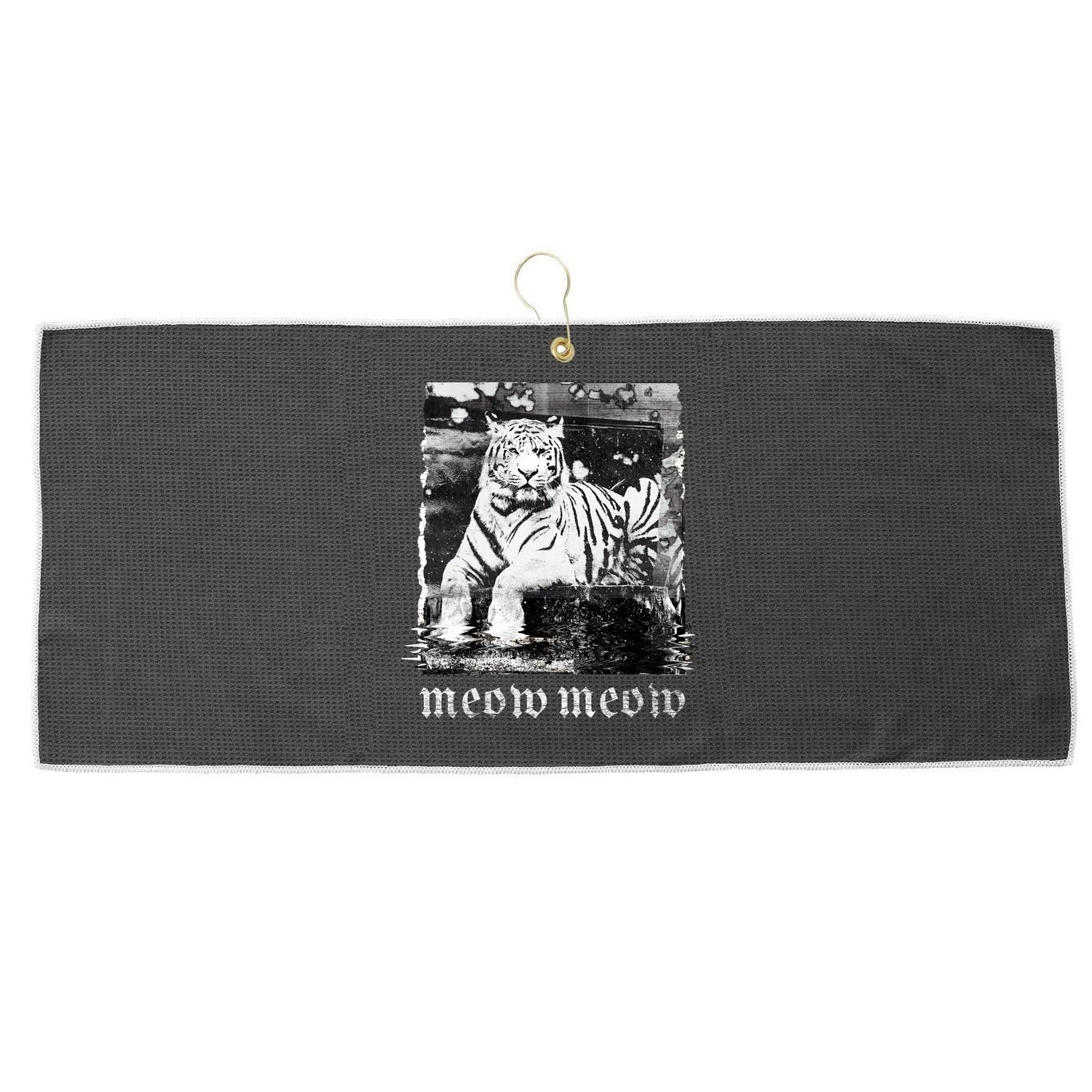 Meow Tiger Glitch Large Microfiber Waffle Golf Towel