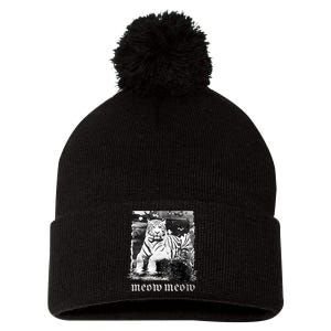 Meow Tiger Glitch Pom Pom 12in Knit Beanie