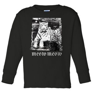 Meow Tiger Glitch Toddler Long Sleeve Shirt