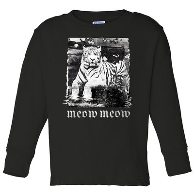 Meow Tiger Glitch Toddler Long Sleeve Shirt