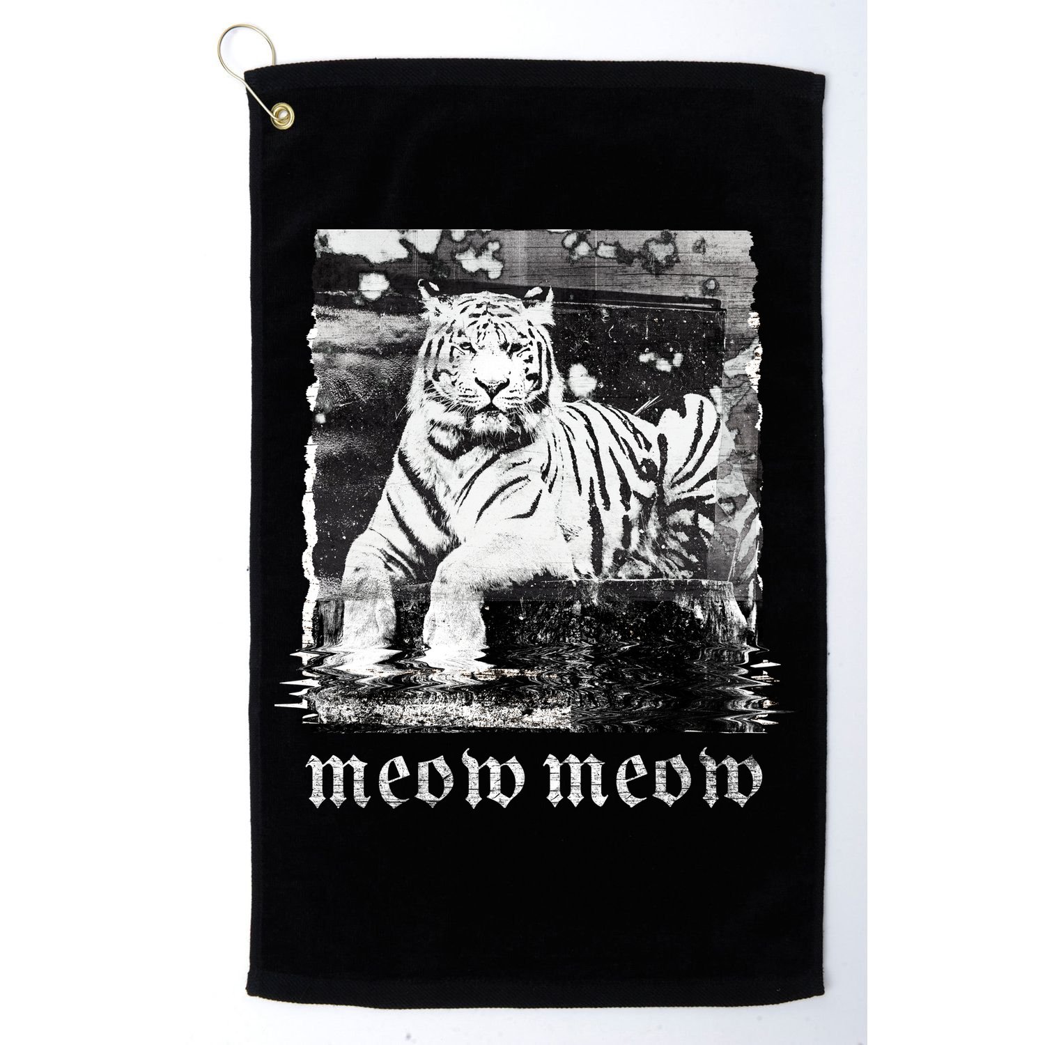 Meow Tiger Glitch Golf Towel