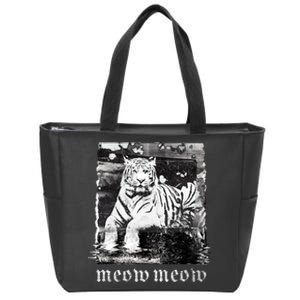 Meow Tiger Glitch Zip Tote Bag