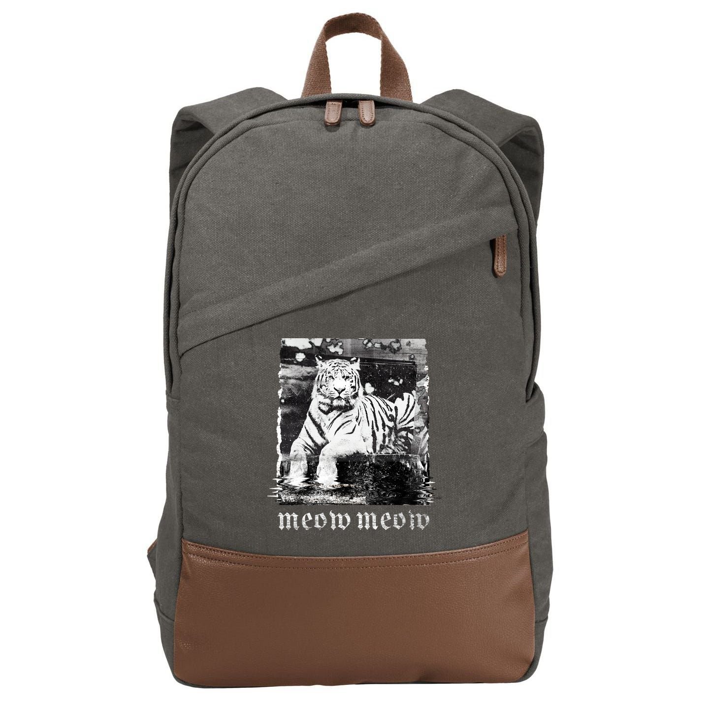 Meow Tiger Glitch Cotton Canvas Backpack
