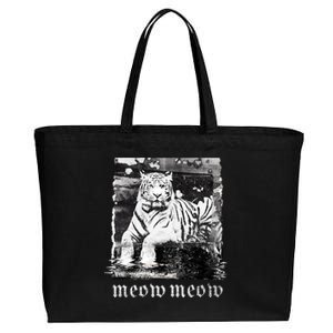 Meow Tiger Glitch Cotton Canvas Jumbo Tote