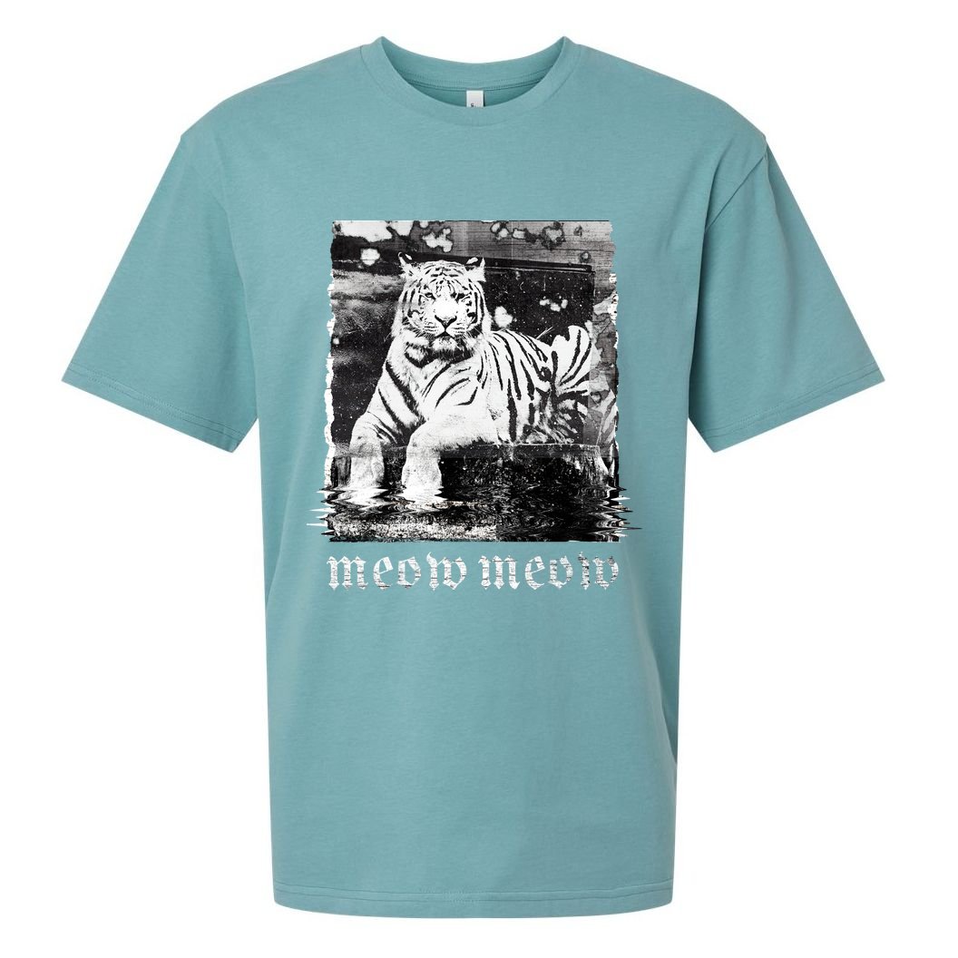 Meow Tiger Glitch Sueded Cloud Jersey T-Shirt