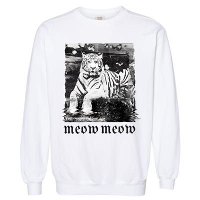 Meow Tiger Glitch Garment-Dyed Sweatshirt