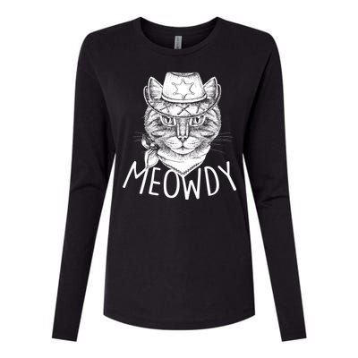 Meowdy Texas Cat Womens Cotton Relaxed Long Sleeve T-Shirt