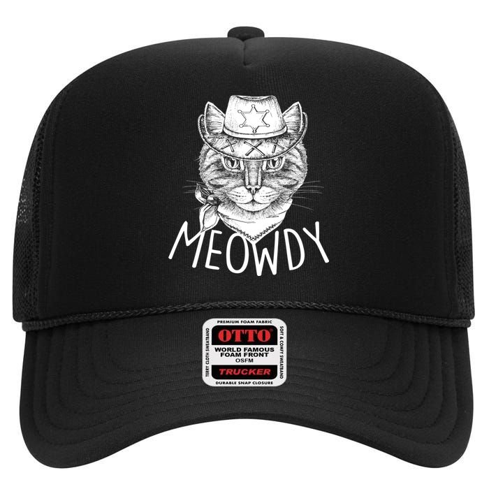 Meowdy Texas Cat High Crown Mesh Back Trucker Hat