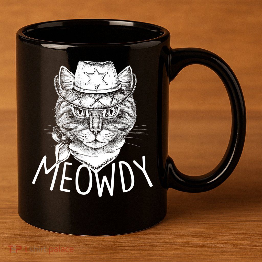 Meowdy Texas Cat 11oz C Handle Ceramic Mug
