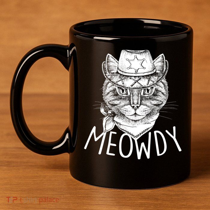 Meowdy Texas Cat 11oz C Handle Ceramic Mug