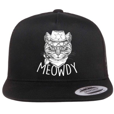 Meowdy Texas Cat Flat Bill Trucker Hat