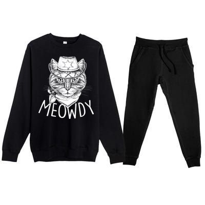 Meowdy Texas Cat Premium Crewneck Sweatsuit Set