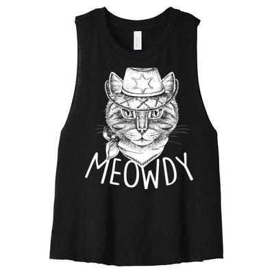 Meowdy Texas Cat Women's Racerback Cropped Tank