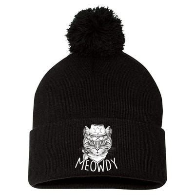 Meowdy Texas Cat Pom Pom 12in Knit Beanie