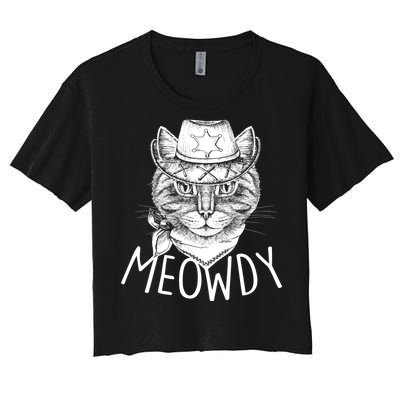 Meowdy Texas Cat Women's Crop Top Tee