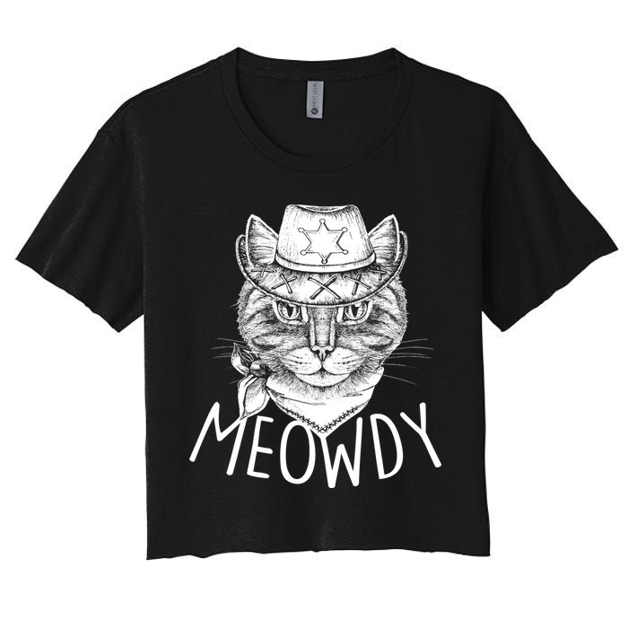 Meowdy Texas Cat Women's Crop Top Tee