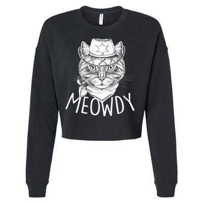 Meowdy Texas Cat Cropped Pullover Crew