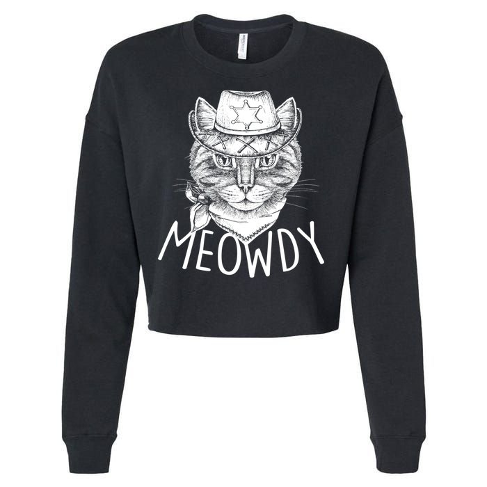 Meowdy Texas Cat Cropped Pullover Crew