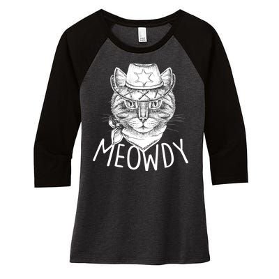 Meowdy Texas Cat Women's Tri-Blend 3/4-Sleeve Raglan Shirt