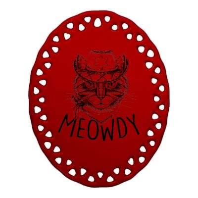 Meowdy Texas Cat Ceramic Oval Ornament