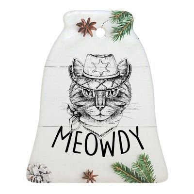 Meowdy Texas Cat Ceramic Bell Ornament