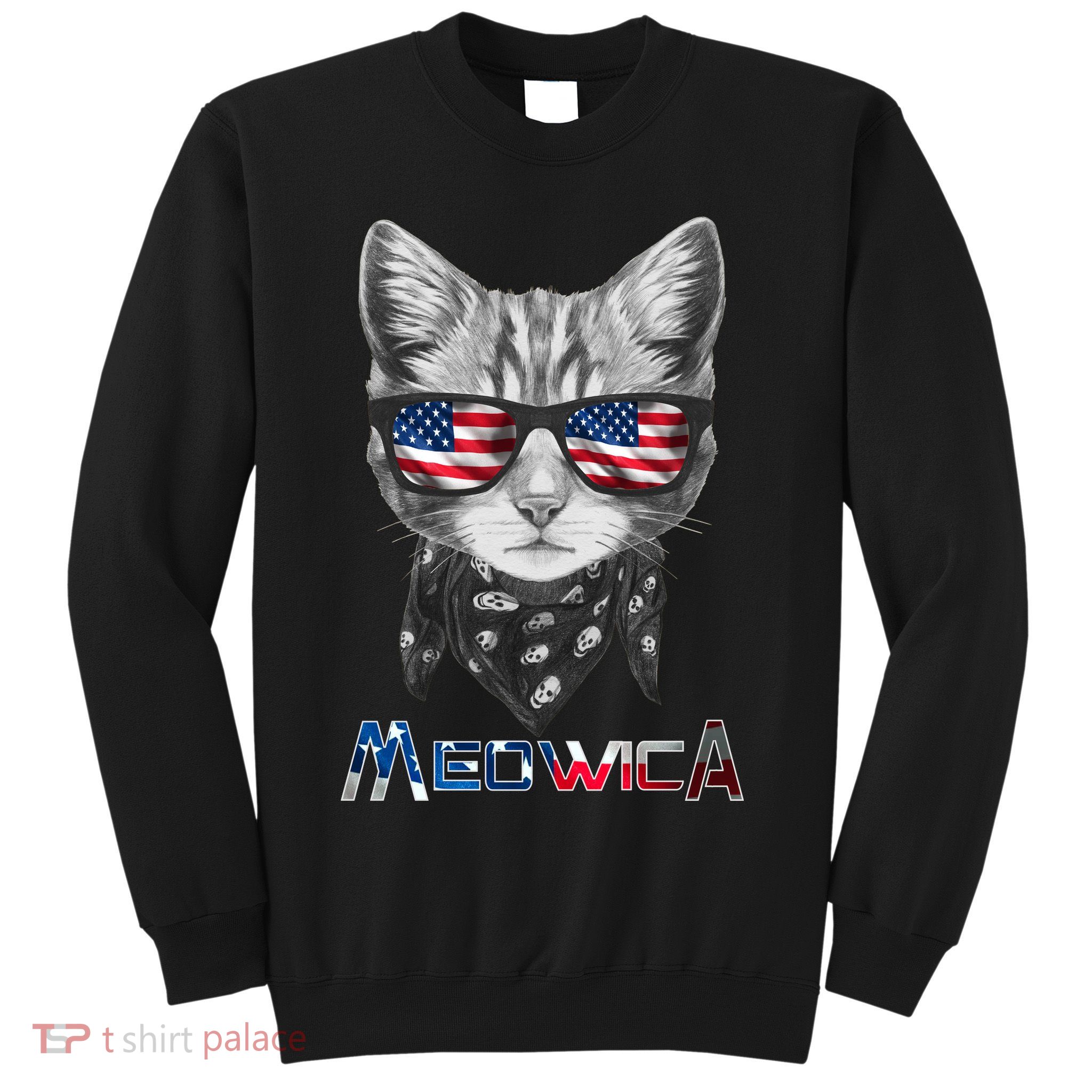 Meowica Rock Cat Funny 4th of July USA Freedom Sweatshirt