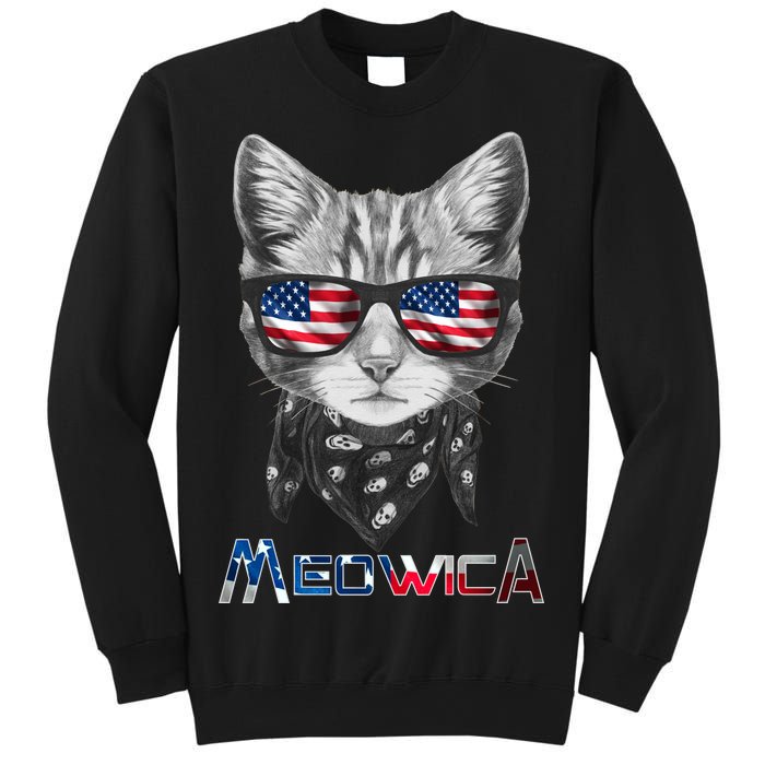 Meowica Rock Cat Funny 4th of July USA Freedom Sweatshirt