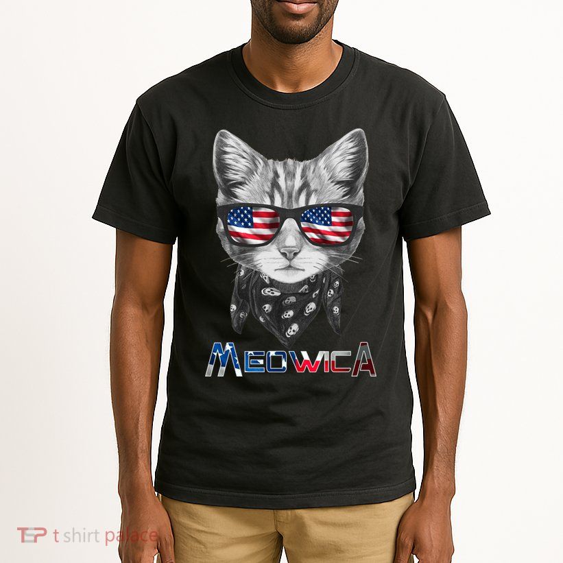 Meowica Rock Cat Funny 4th of July USA Freedom Tall T-Shirt