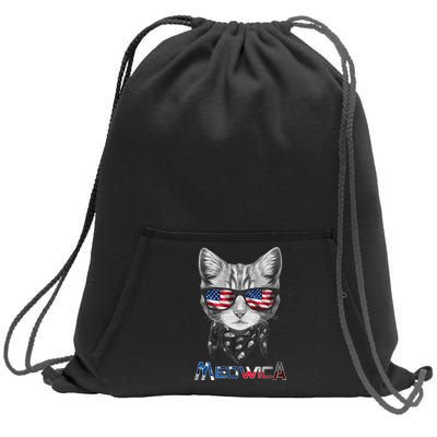 Meowica Rock Cat Funny 4th of July USA Freedom Sweatshirt Cinch Pack Bag