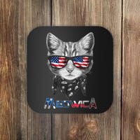 Meowica Rock Cat Funny 4th of July USA Freedom Coaster