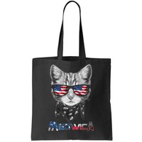 Meowica Rock Cat Funny 4th of July USA Freedom Tote Bag