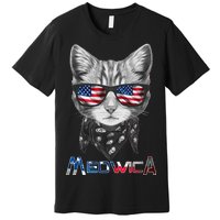 Meowica Rock Cat Funny 4th of July USA Freedom Premium T-Shirt