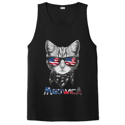 Meowica Rock Cat Funny 4th of July USA Freedom PosiCharge Competitor Tank