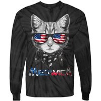 Meowica Rock Cat Funny 4th of July USA Freedom Tie-Dye Long Sleeve Shirt