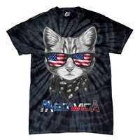 Meowica Rock Cat Funny 4th of July USA Freedom Tie-Dye T-Shirt