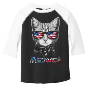 Meowica Rock Cat Funny 4th of July USA Freedom Toddler Fine Jersey T-Shirt