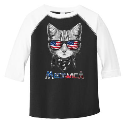 Meowica Rock Cat Funny 4th of July USA Freedom Toddler Fine Jersey T-Shirt