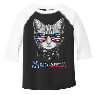 Meowica Rock Cat Funny 4th of July USA Freedom Toddler Fine Jersey T-Shirt