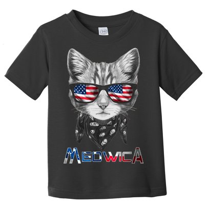 Meowica Rock Cat Funny 4th of July USA Freedom Toddler T-Shirt