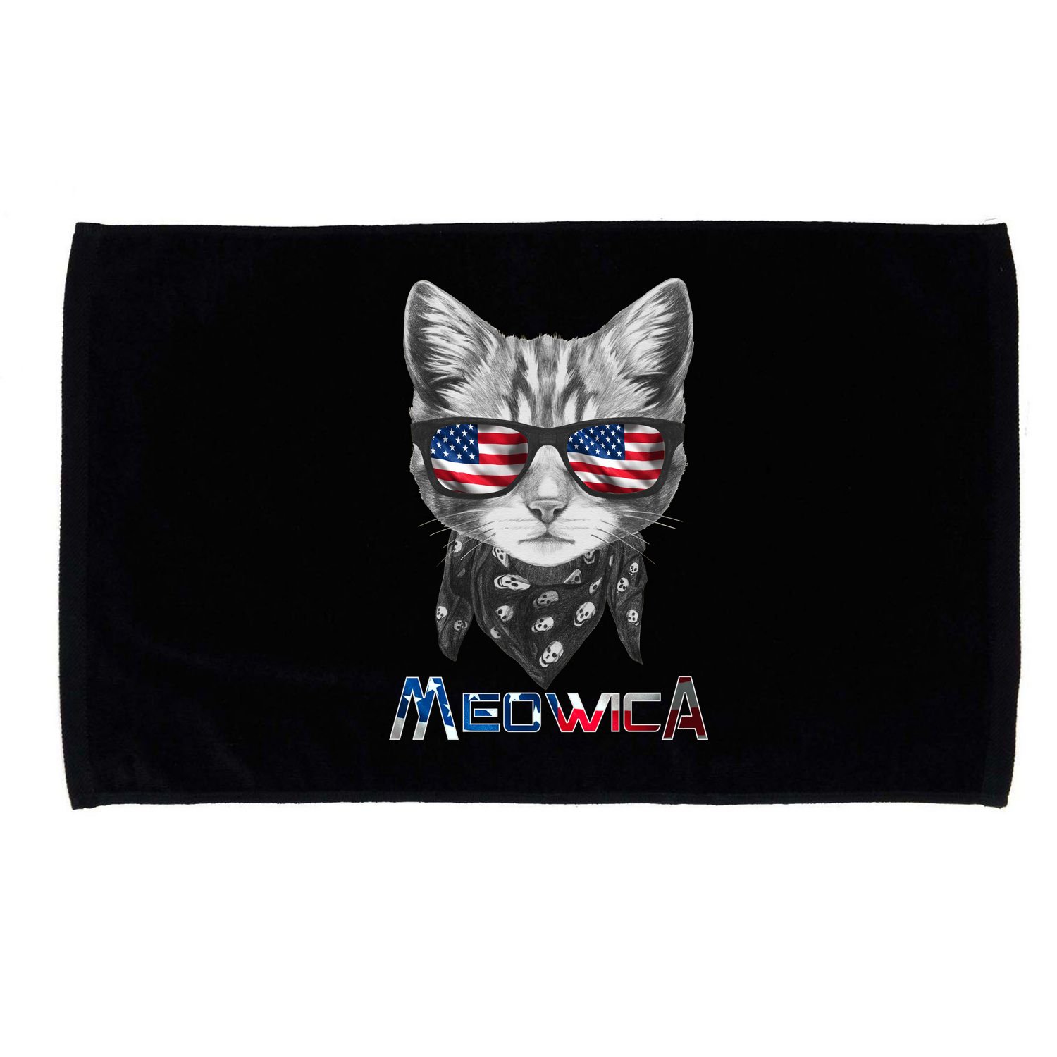 Meowica Rock Cat Funny 4th of July USA Freedom Microfiber Hand Towel