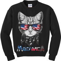 Meowica Rock Cat Funny 4th of July USA Freedom Kids Sweatshirt