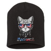 Meowica Rock Cat Funny 4th of July USA Freedom Short Acrylic Beanie